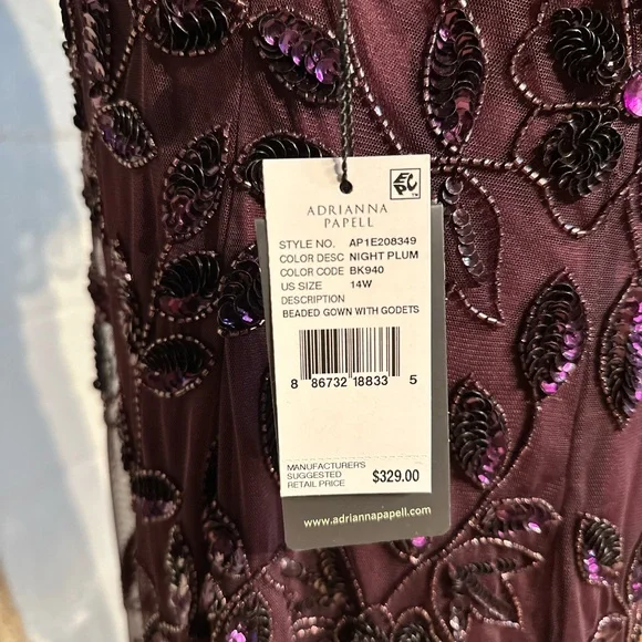 Adrianna Papell Purple Sequin Maxi Gown - Picture 6 of 9
